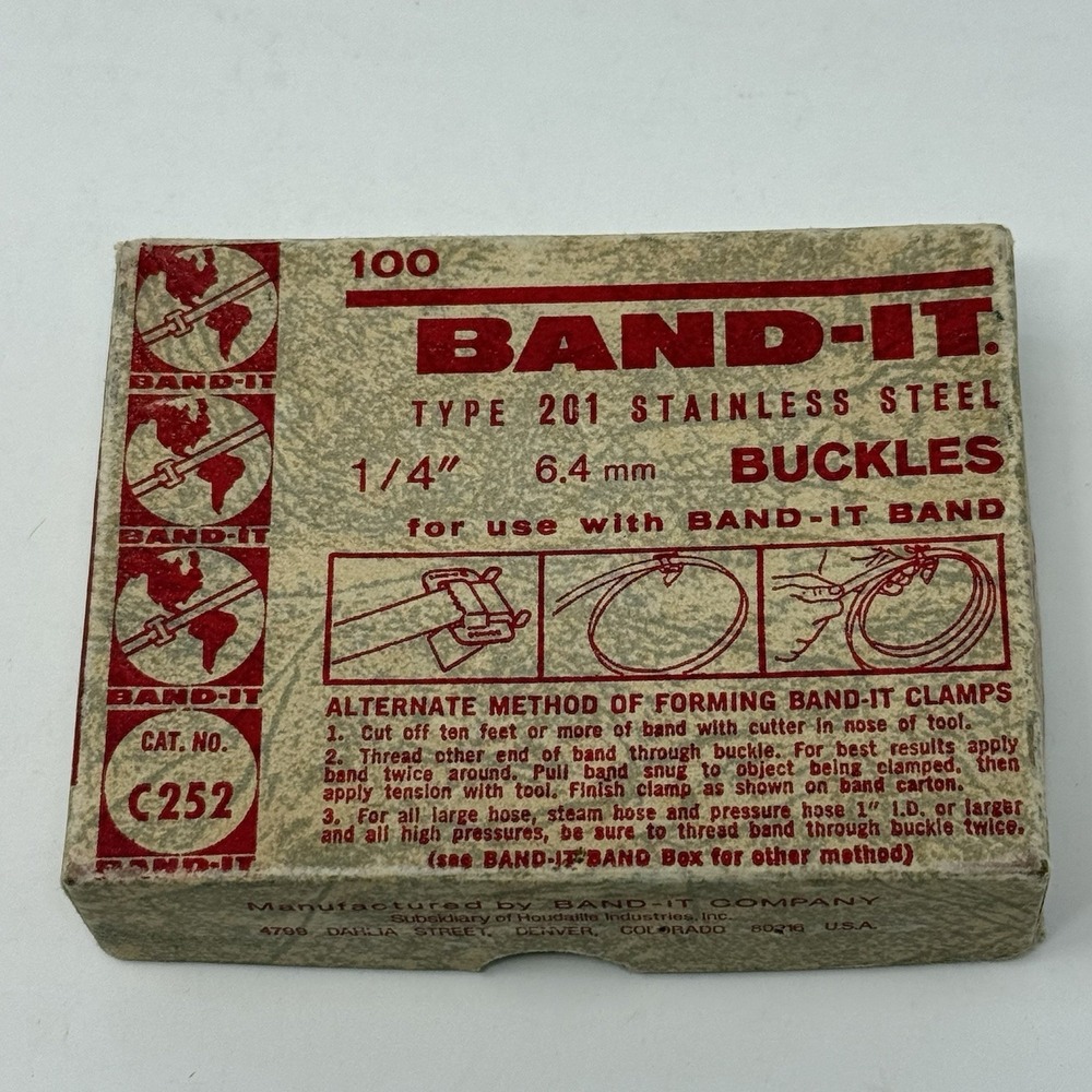 BAND-IT BUCKLES Stainless Steel C252 1/4 INCH 6.4MM Open Box 83PCS Remaining.